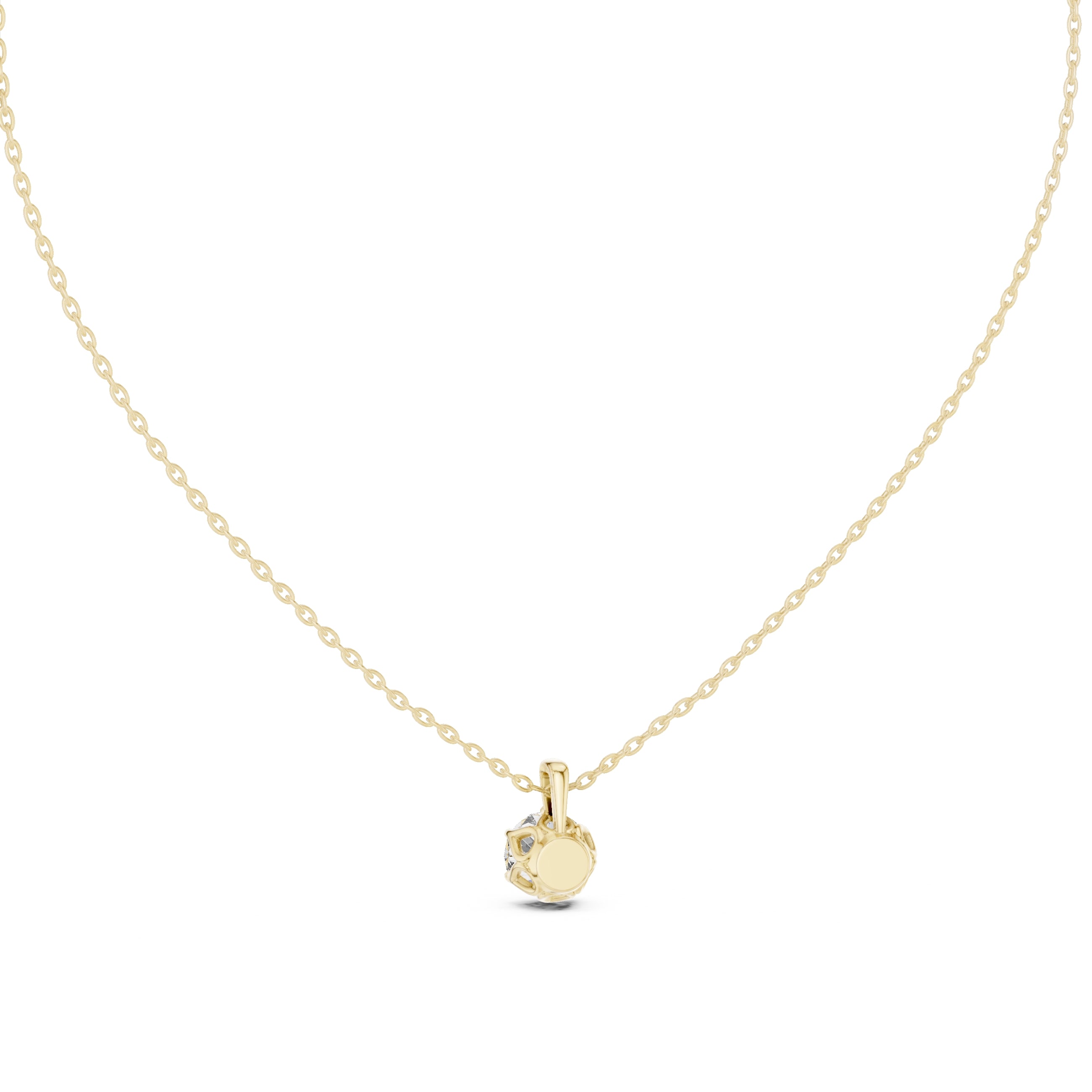 1.00ct Round Labgrown Diamond Open Gallery Pendant Necklace 1ct Yellow Gold