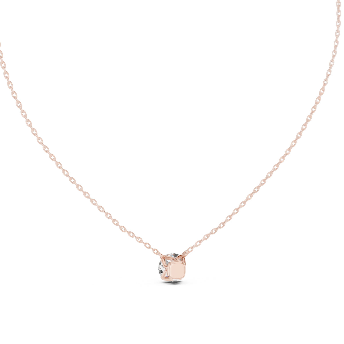 1.00ct Round Labgrown Diamond Double Prong Pendant Necklace 1ct Rose Gold
