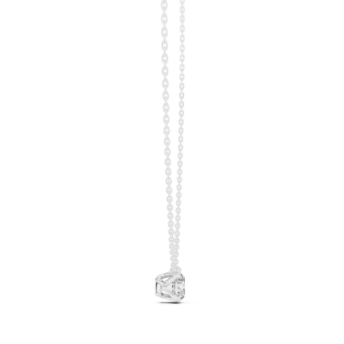 1.00ct Round Labgrown Diamond Double Prong Pendant Necklace 1ct White Gold