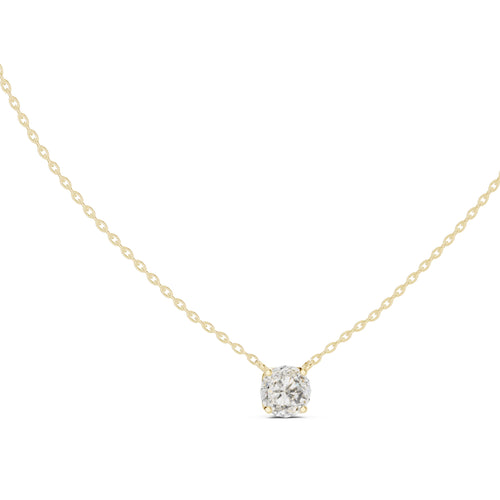 1.00ct Round Labgrown Diamond Double Prong Pendant Necklace 1ct Yellow Gold