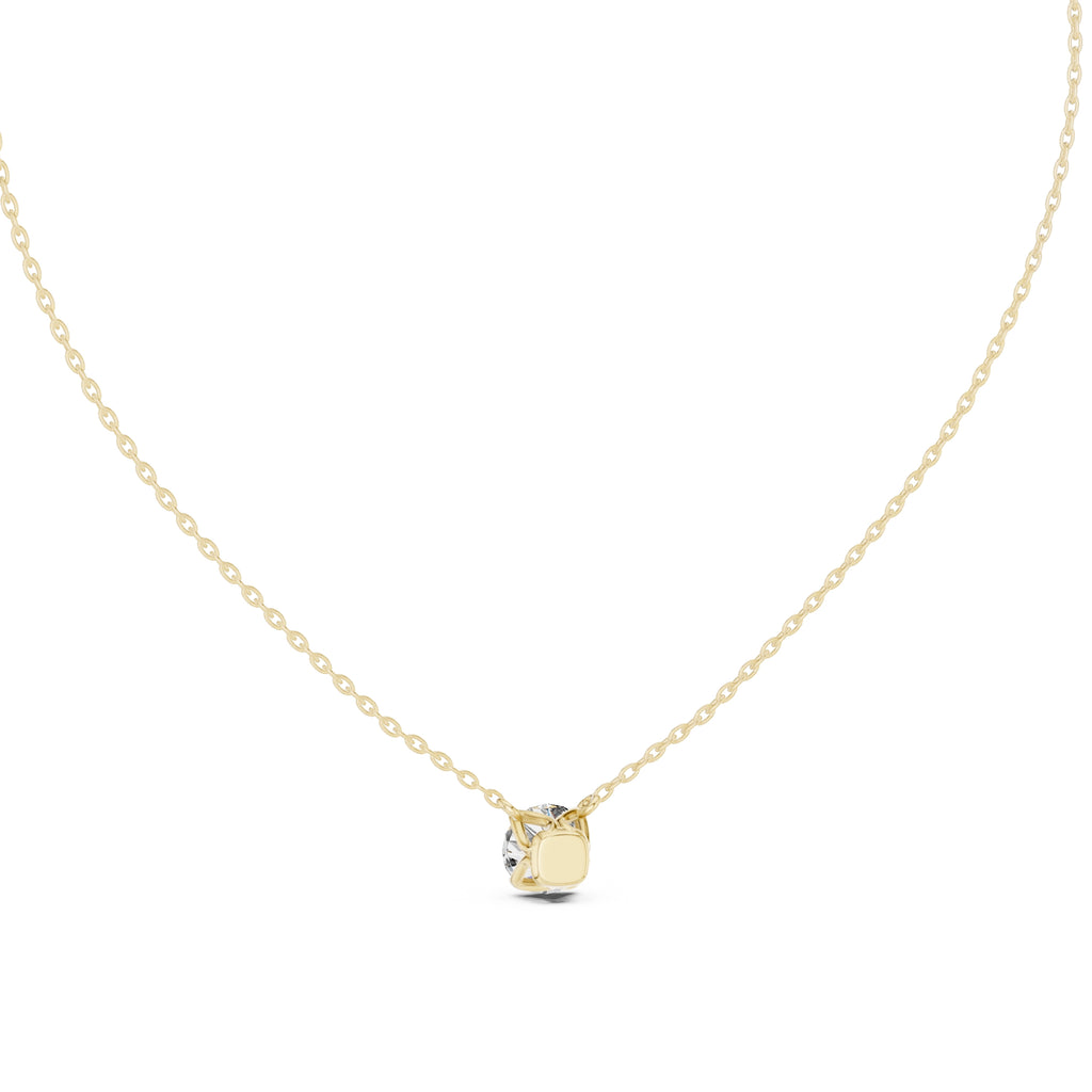 1.00ct Round Labgrown Diamond Double Prong Pendant Necklace 1ct Yellow Gold
