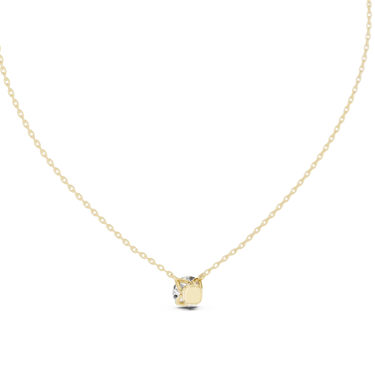 1.00ct Round Labgrown Diamond Double Prong Pendant Necklace 1ct Yellow Gold