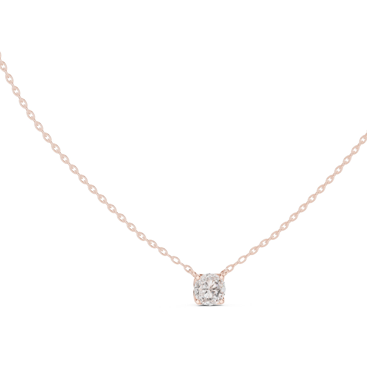 Classic 1.00ct Round Labgrown Diamond Necklace 1ct Rose Gold