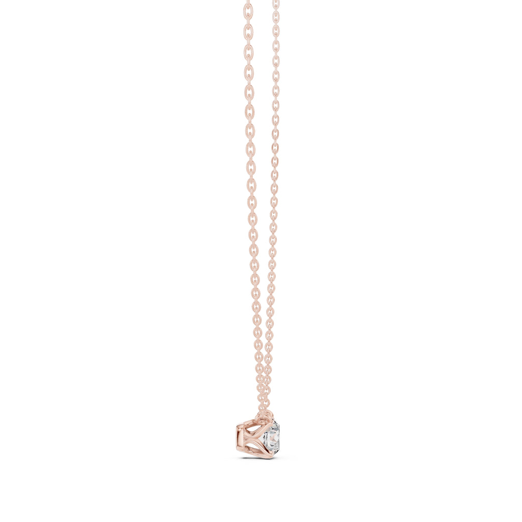 Classic 1.00ct Round Labgrown Diamond Necklace 1ct Rose Gold