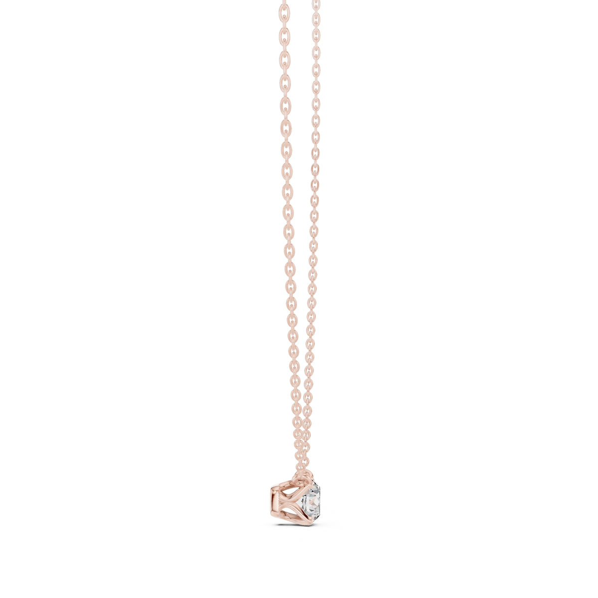 Classic 1.00ct Round Labgrown Diamond Necklace 1ct Rose Gold
