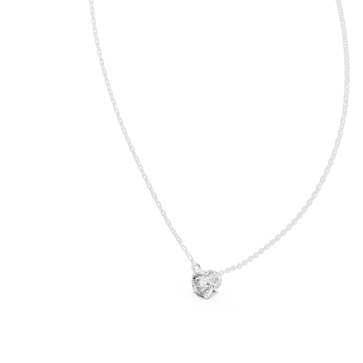 Classic 1.00ct Round Labgrown Diamond Necklace 1ct White Gold