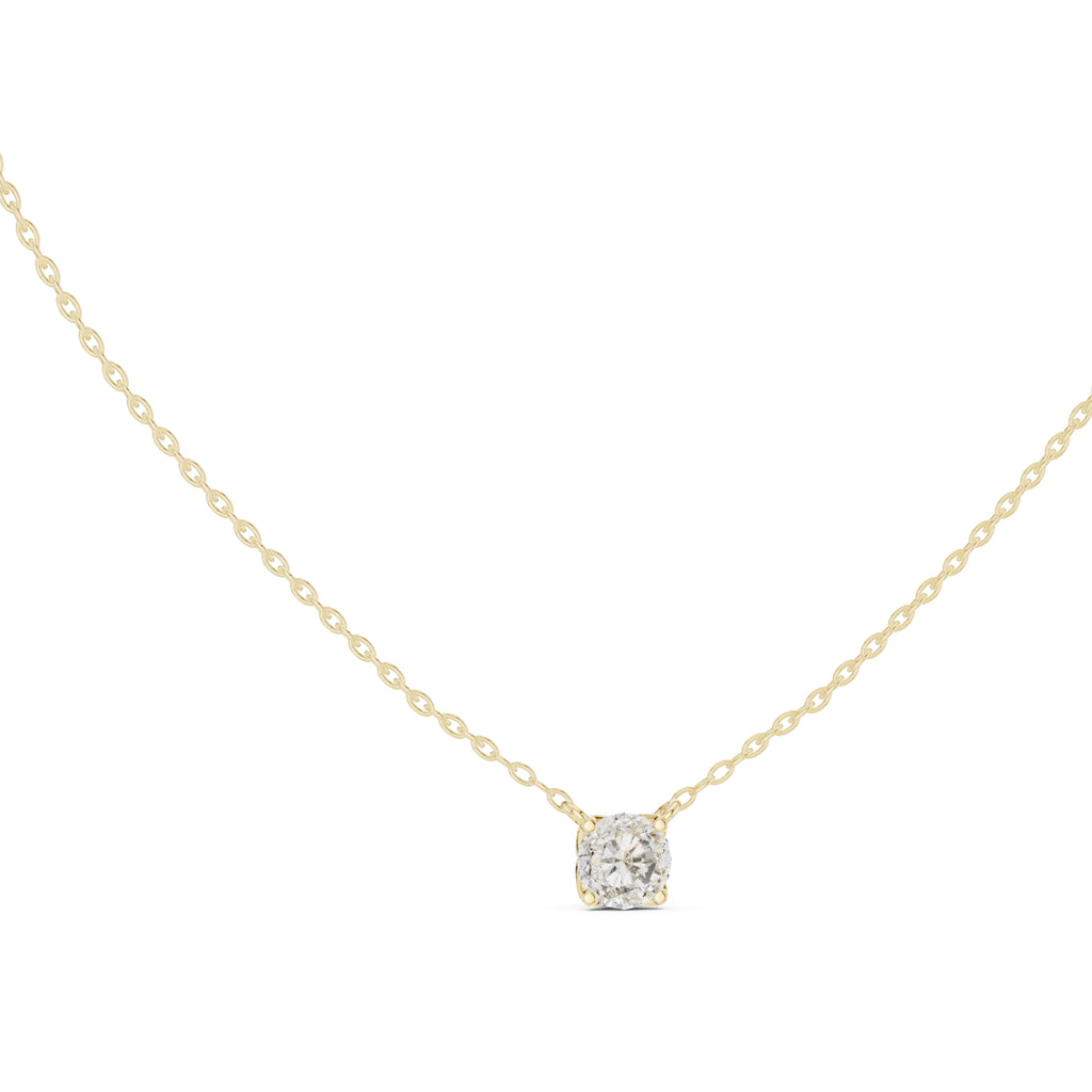 Classic 1.00ct Round Labgrown Diamond Necklace 1ct Yellow Gold