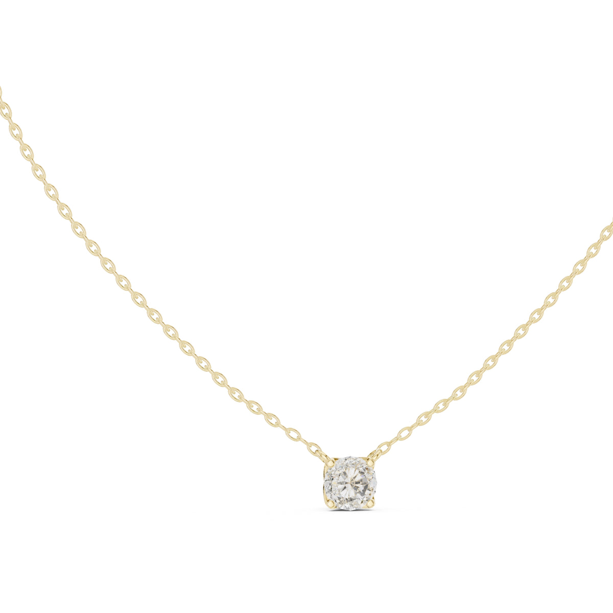 Classic 1.00ct Round Labgrown Diamond Necklace 1ct Yellow Gold