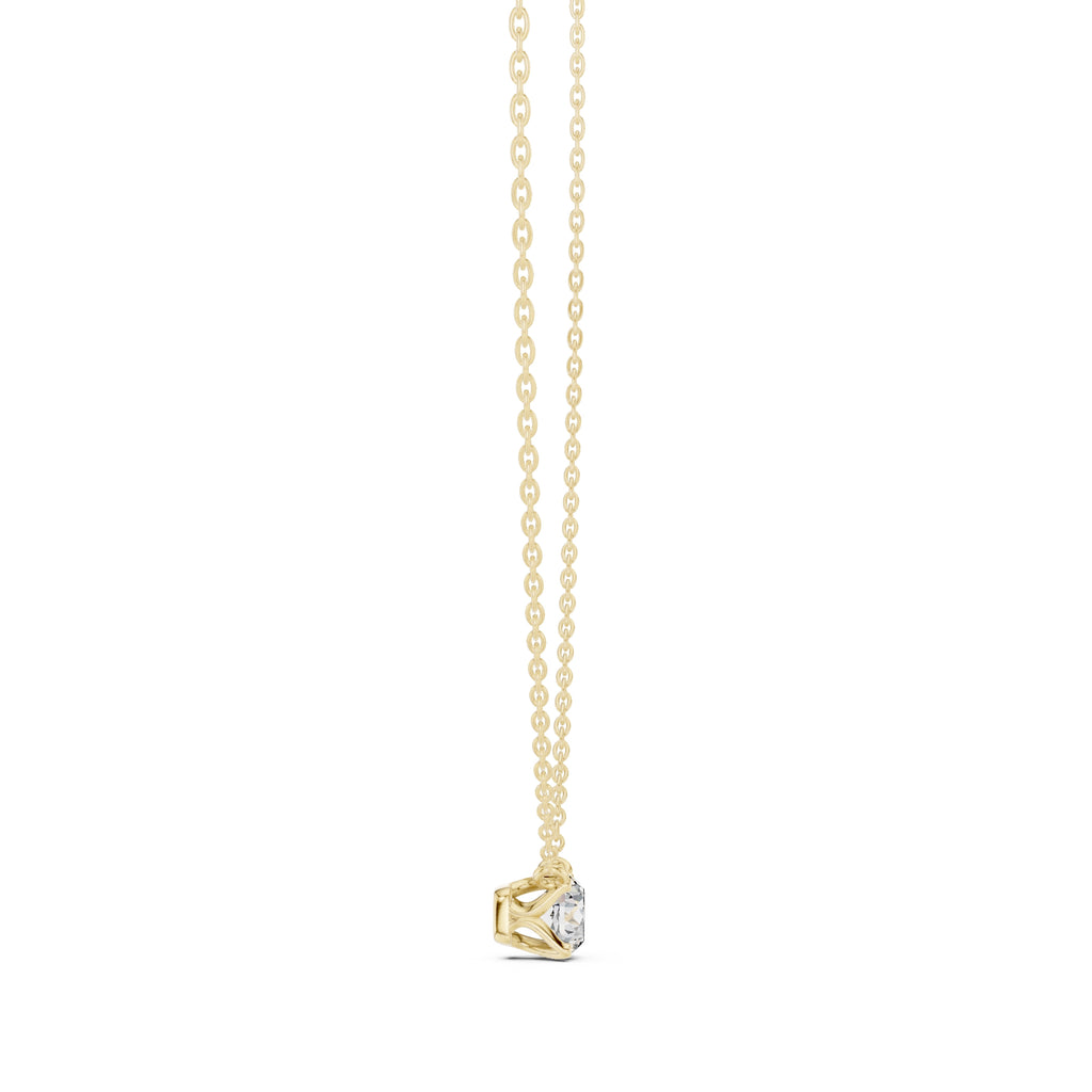 Classic 1.00ct Round Labgrown Diamond Necklace 1ct Yellow Gold