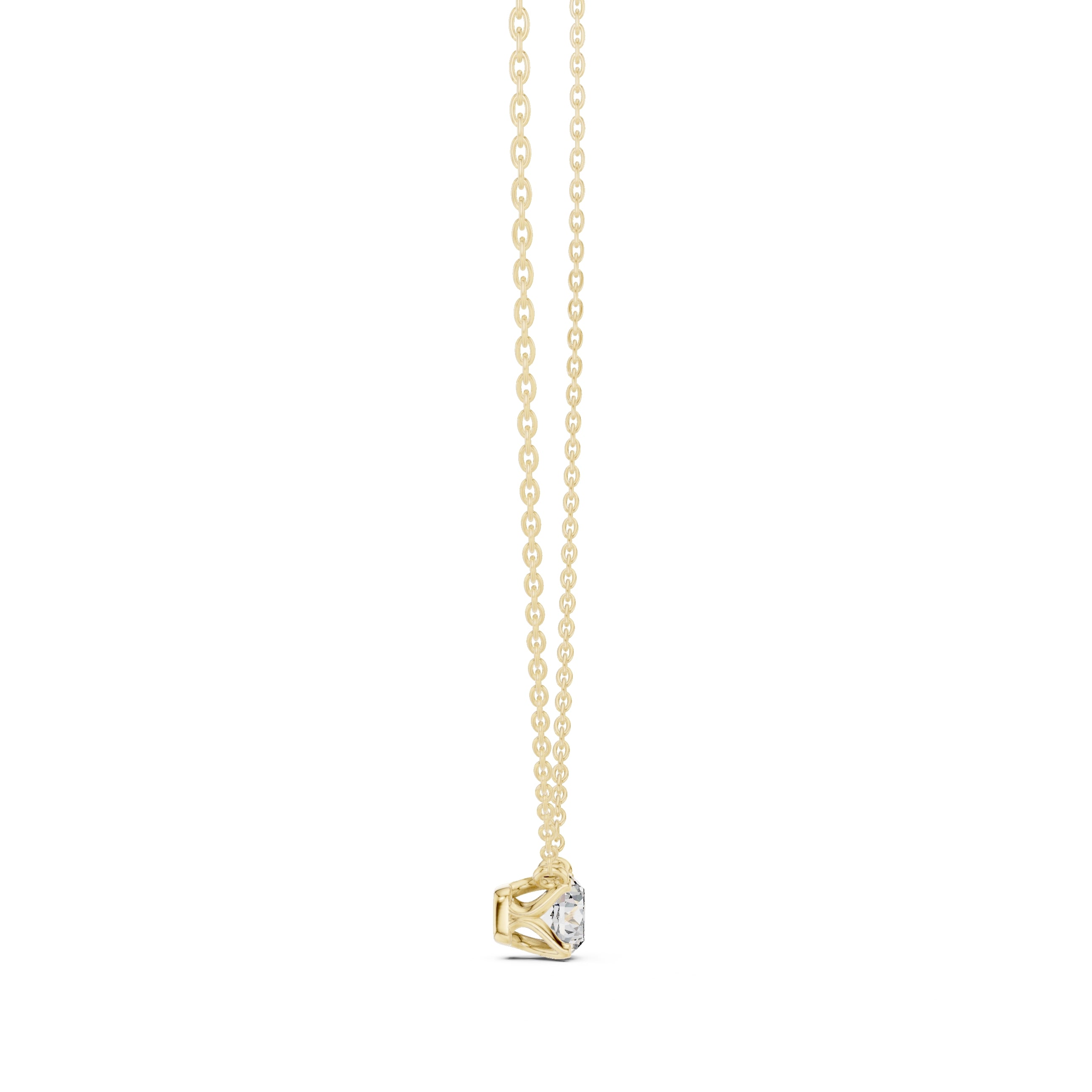 Classic 1.00ct Round Labgrown Diamond Necklace 1ct Yellow Gold