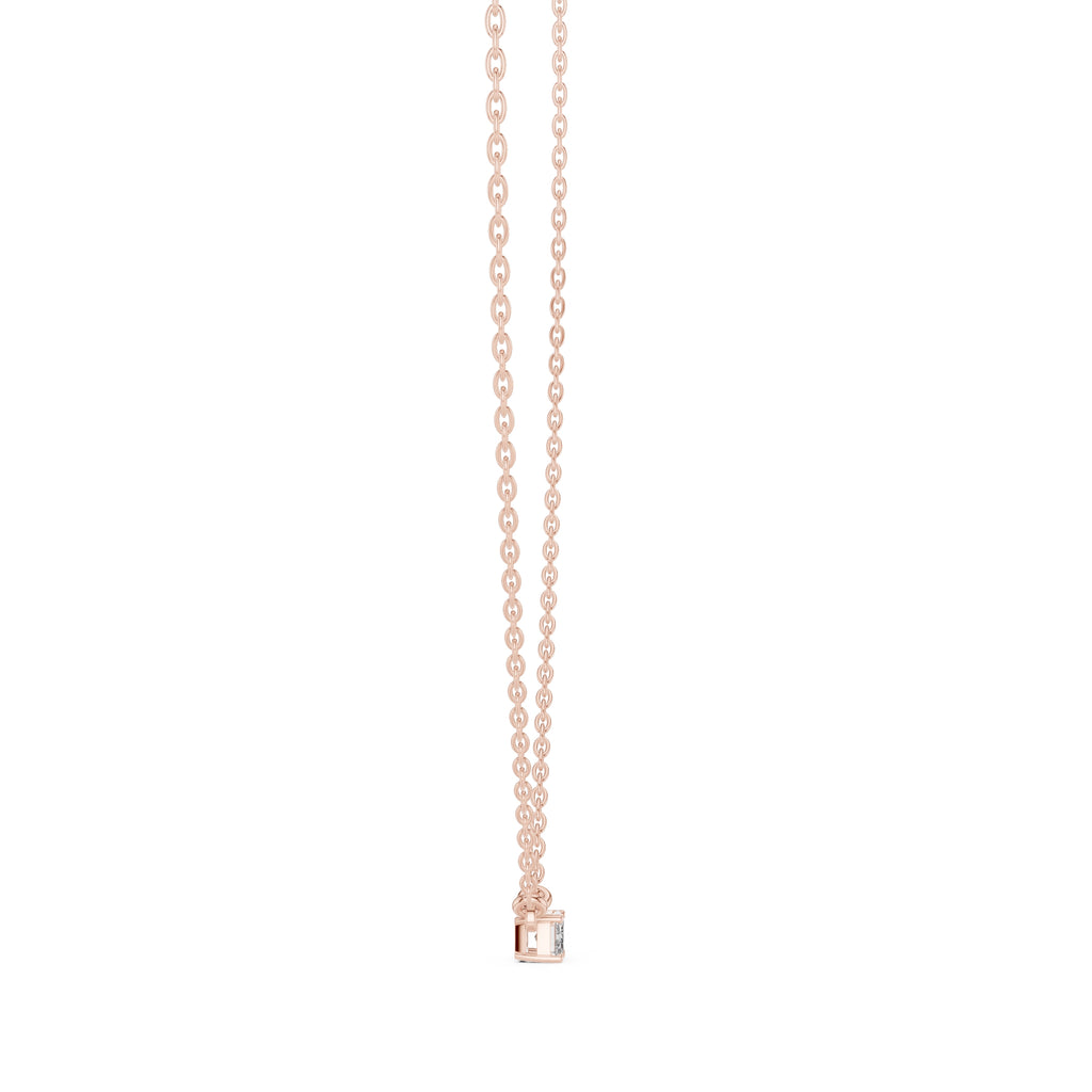 Dainty Emerald Cut Labgrown Diamond Pendant Necklace 0.25ct Rose Gold