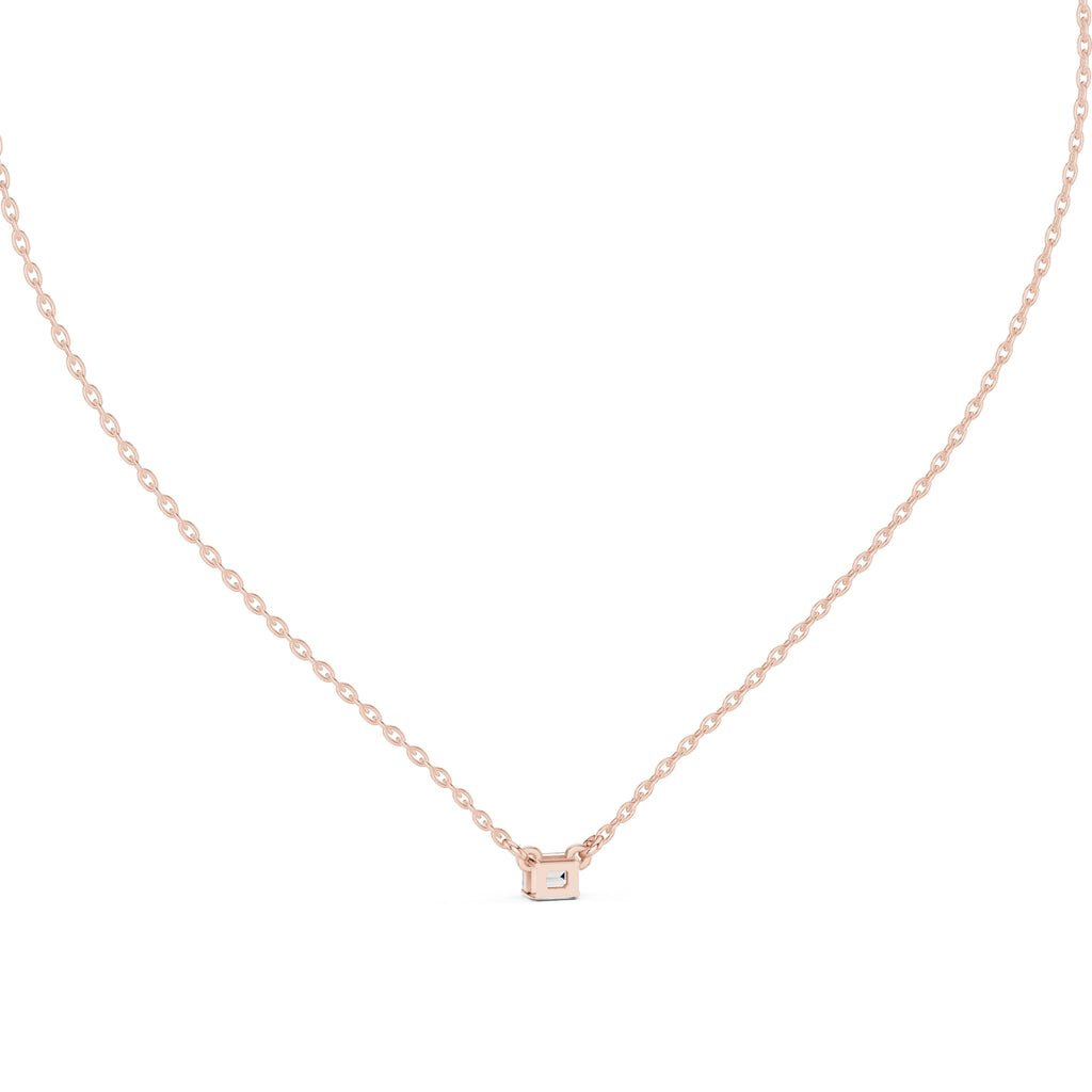 Dainty Emerald Cut Labgrown Diamond Pendant Necklace 0.25ct Rose Gold