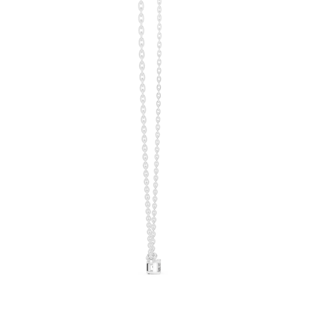 Dainty Emerald Cut Labgrown Diamond Pendant Necklace 0.25ct White Gold