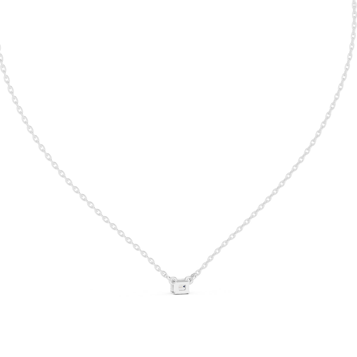 Dainty Emerald Cut Labgrown Diamond Pendant Necklace 0.25ct White Gold