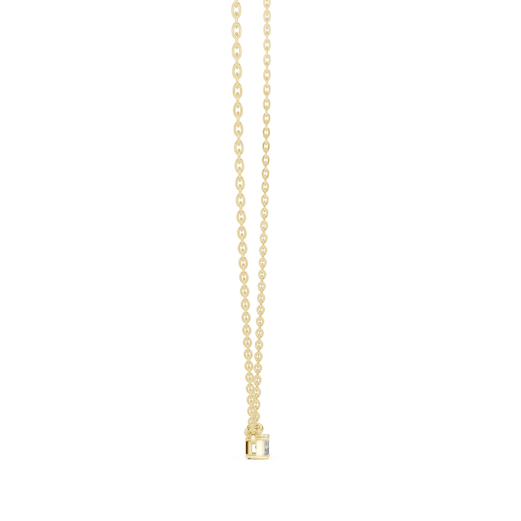 Dainty Emerald Cut Labgrown Diamond Pendant Necklace 0.25ct Yellow Gold
