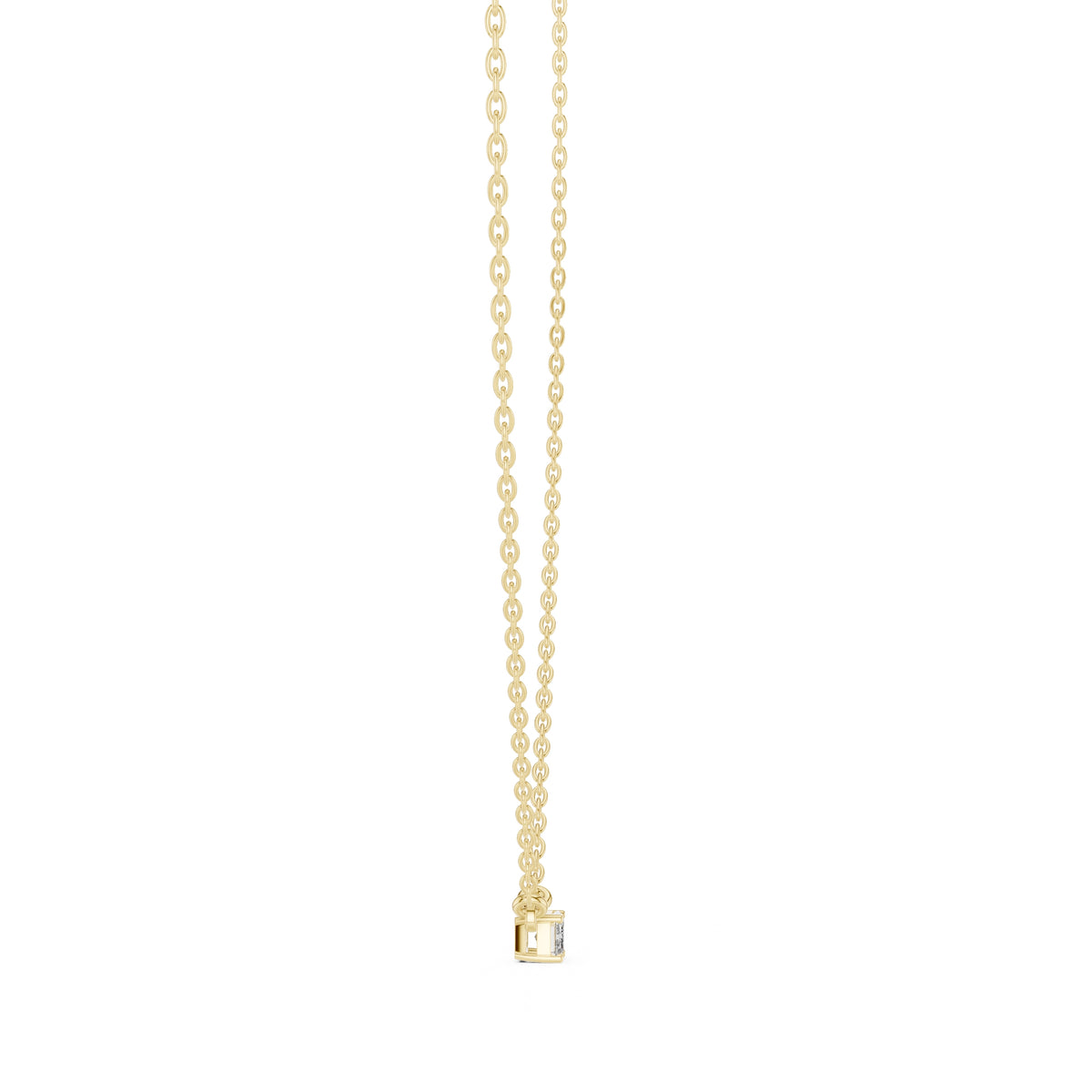 Dainty Emerald Cut Labgrown Diamond Pendant Necklace 0.25ct Yellow Gold