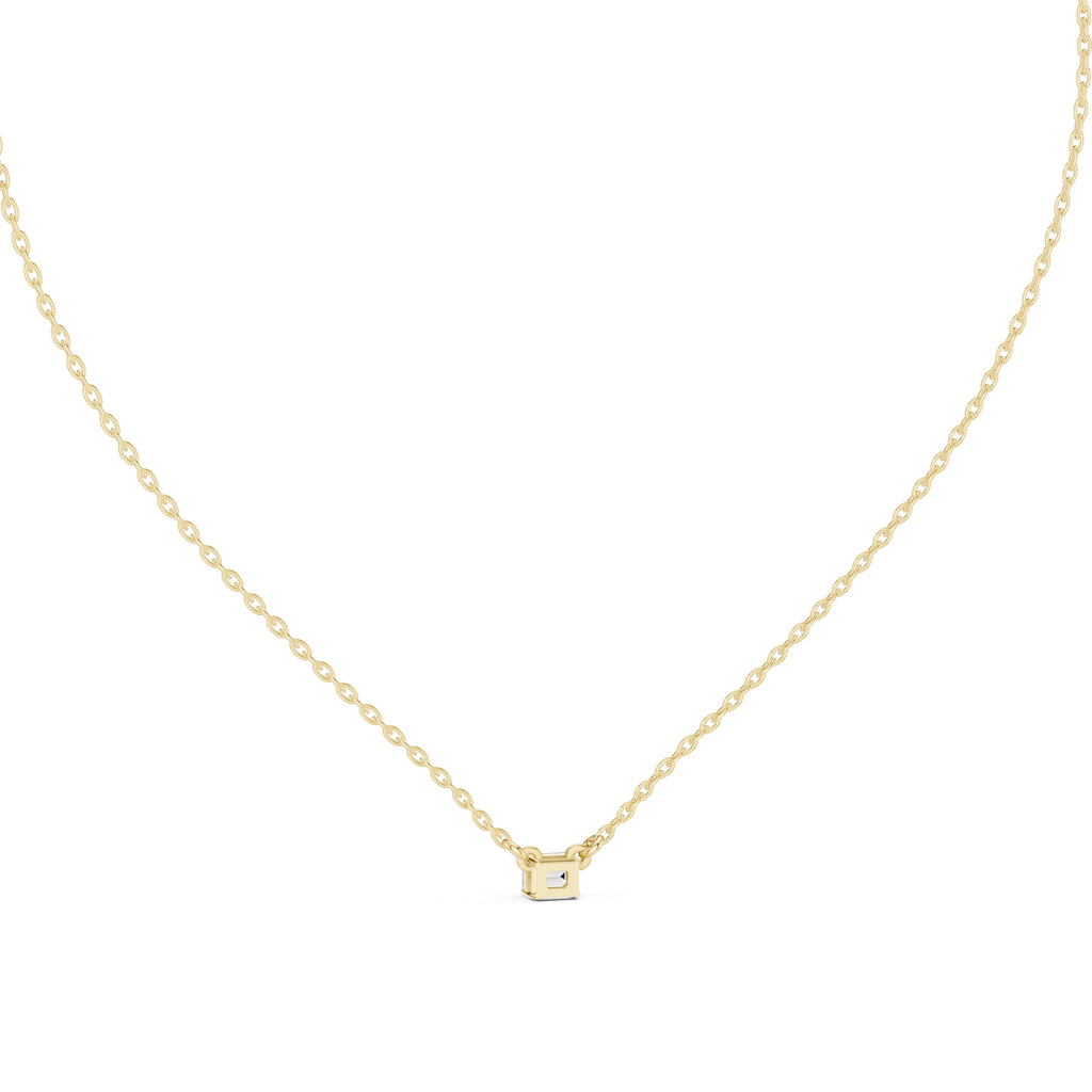 Dainty Emerald Cut Labgrown Diamond Pendant Necklace 0.25ct Yellow Gold