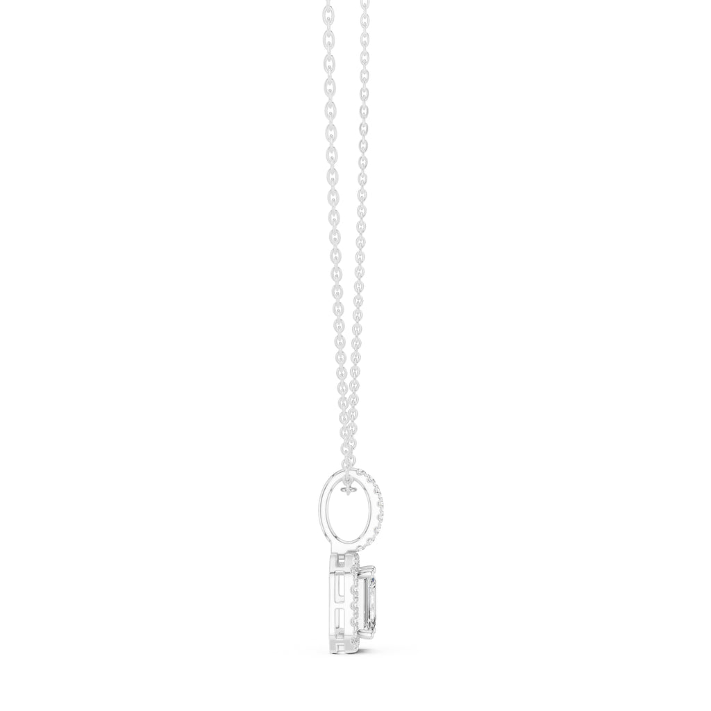 1.50ct Emerald Cut Labgrown Diamond Halo Pendant Necklace 1ct White Gold