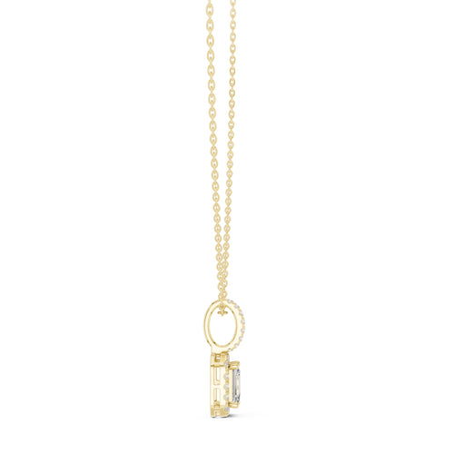 1.50ct Emerald Cut Labgrown Diamond Halo Pendant Necklace 1ct Yellow Gold