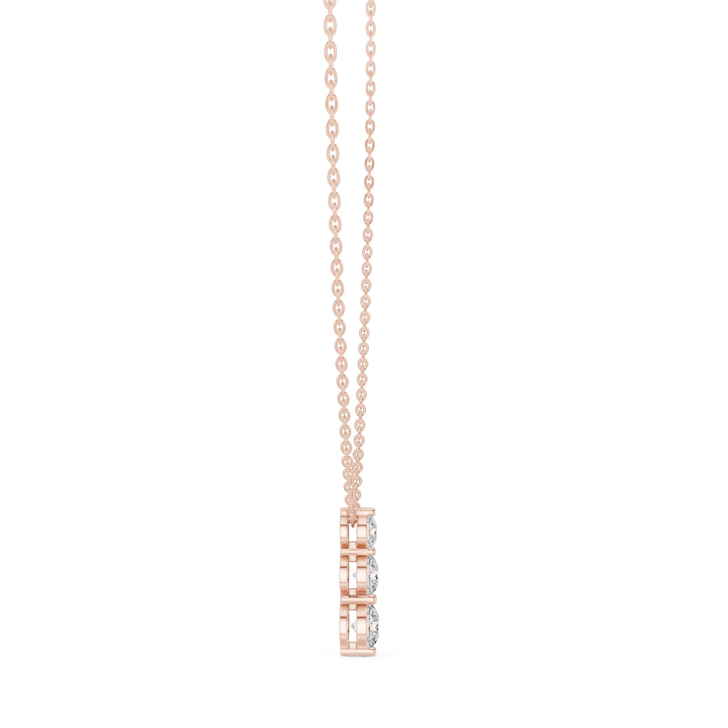 Graduated Three Stone Labgrown Diamond Vertical Drop Pendant 0.5ct Rose Gold