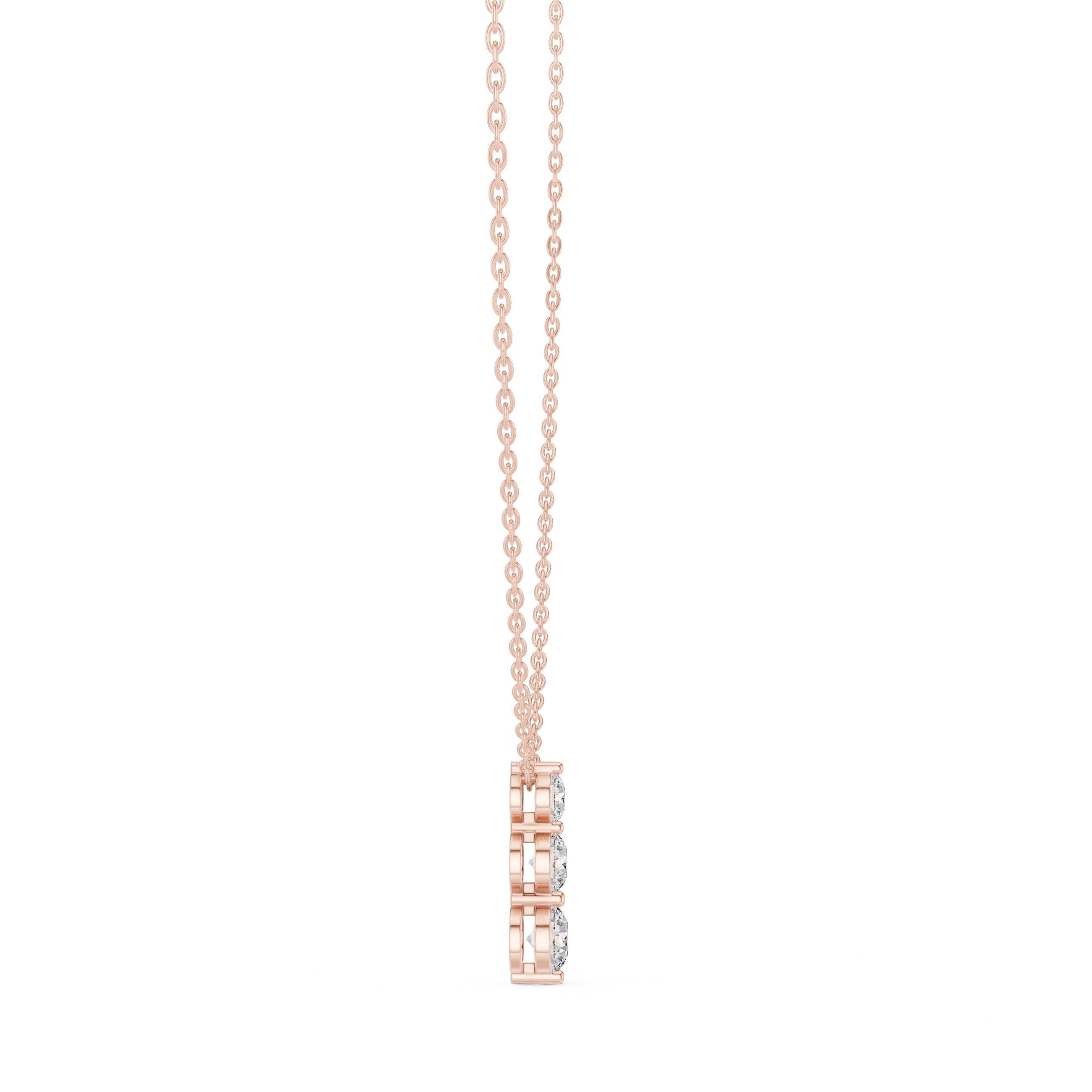Graduated Three Stone Labgrown Diamond Vertical Drop Pendant 0.5ct Rose Gold