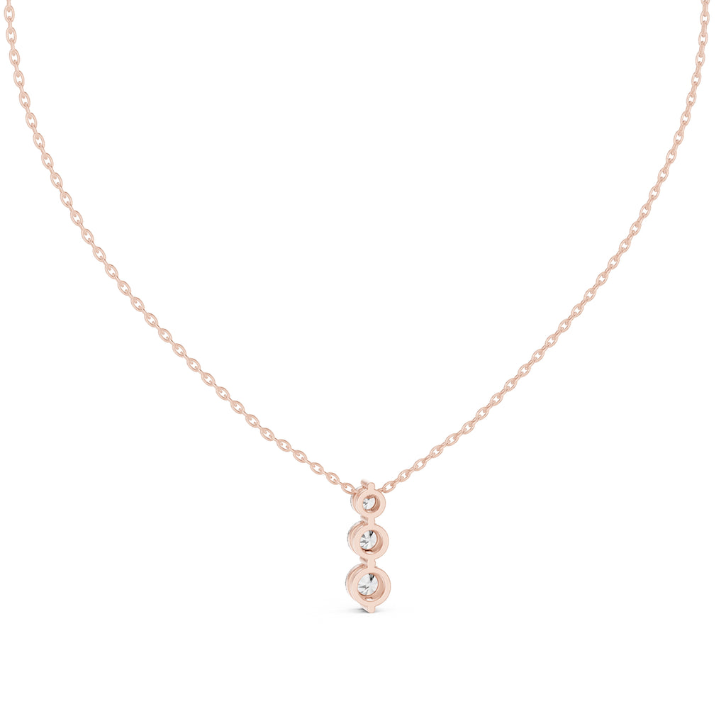 Graduated Three Stone Labgrown Diamond Vertical Drop Pendant 0.5ct Rose Gold