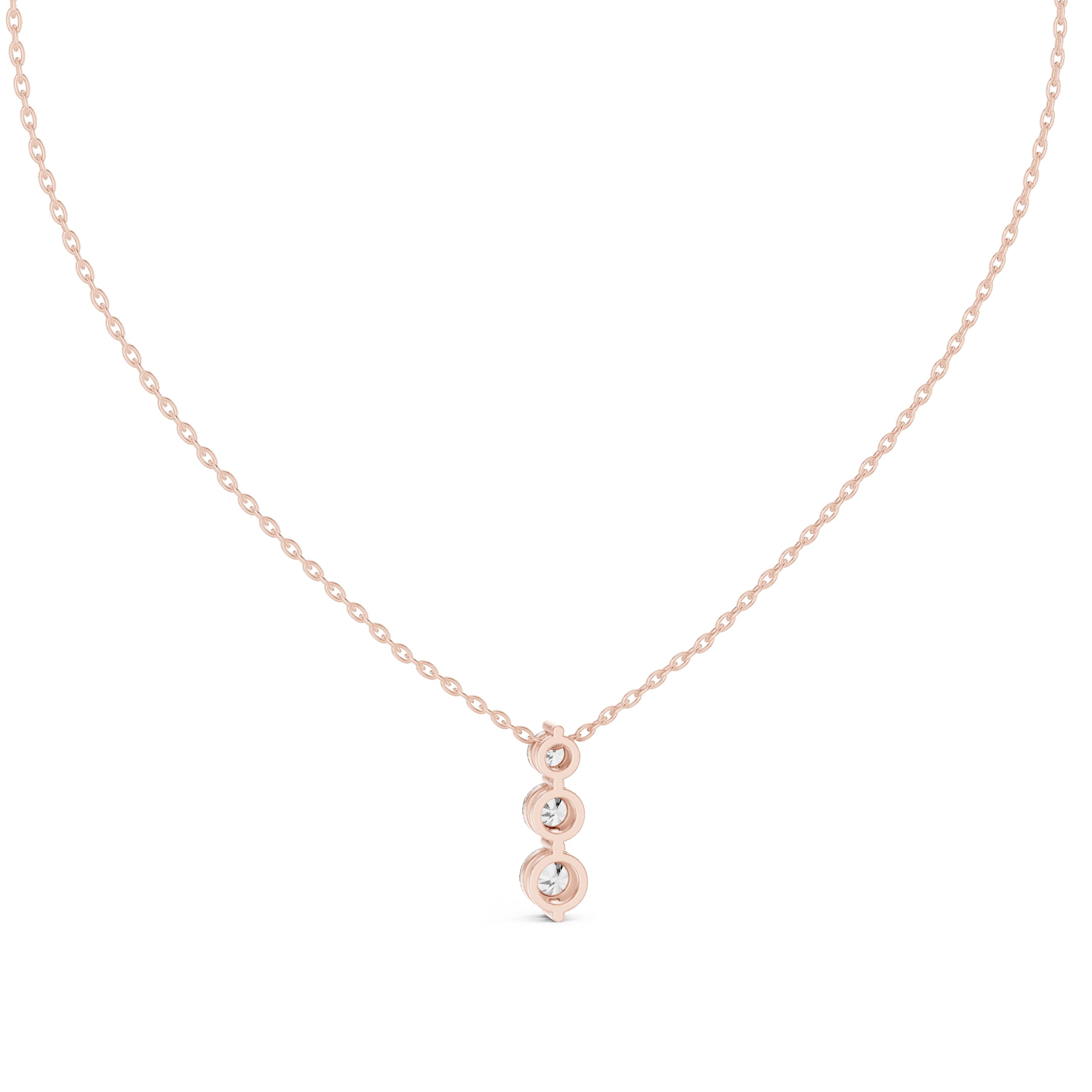 Graduated Three Stone Labgrown Diamond Vertical Drop Pendant 0.5ct Rose Gold