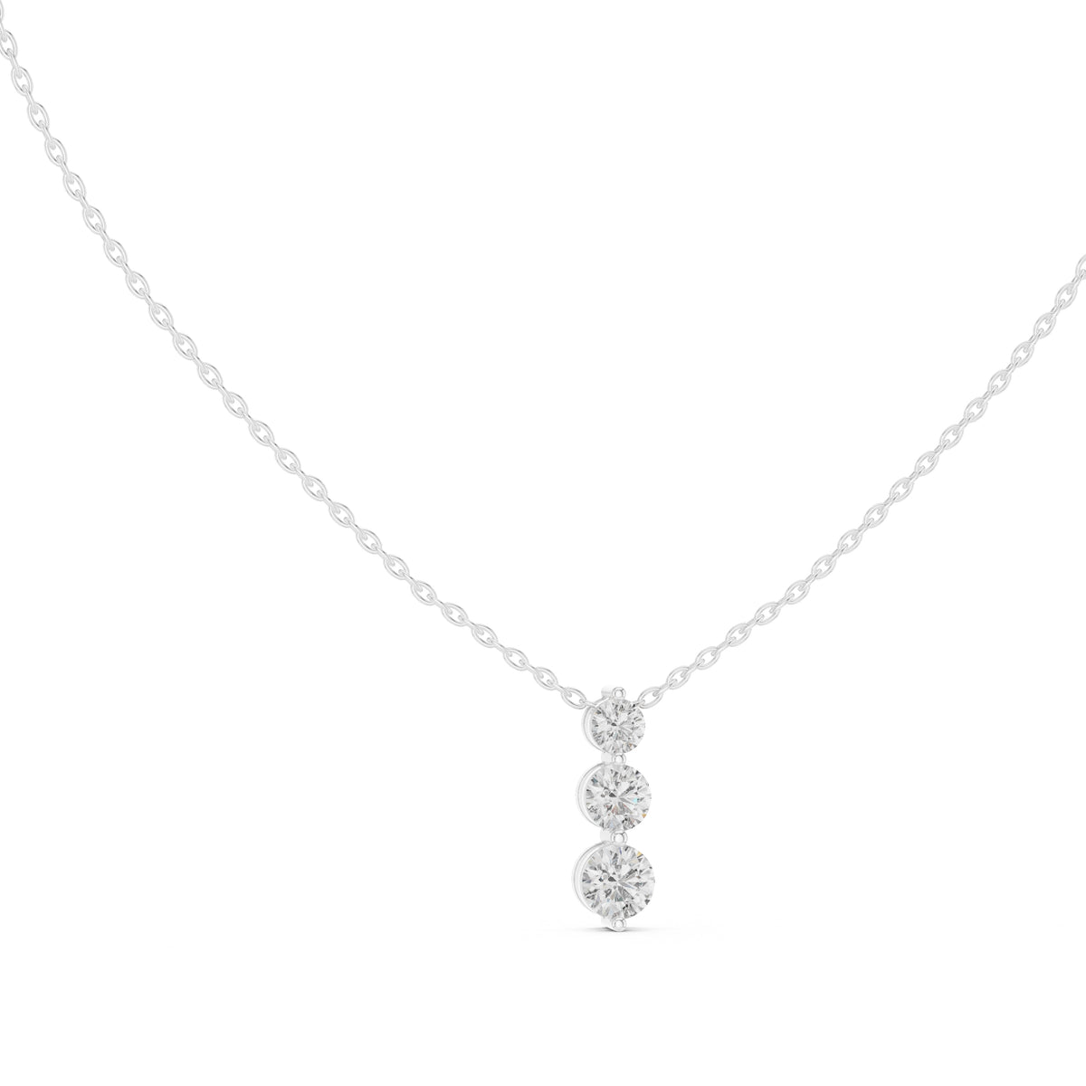 Graduated Three Stone Labgrown Diamond Vertical Drop Pendant 0.5ct White Gold