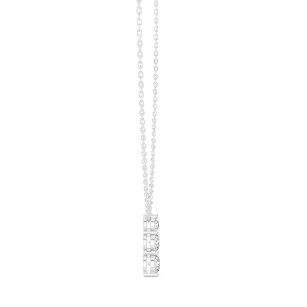 Graduated Three Stone Labgrown Diamond Vertical Drop Pendant 0.5ct White Gold