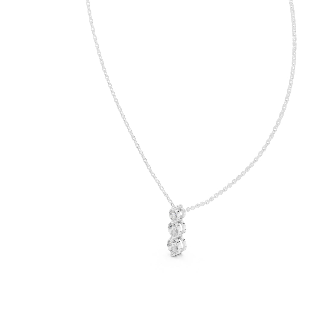 Graduated Three Stone Labgrown Diamond Vertical Drop Pendant 0.5ct White Gold
