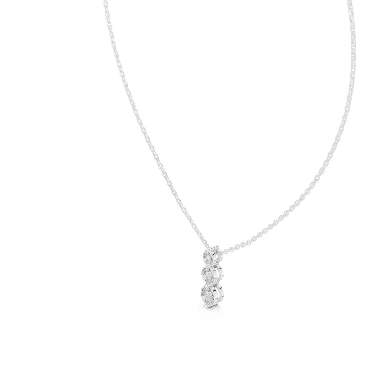 Graduated Three Stone Labgrown Diamond Vertical Drop Pendant 0.5ct White Gold