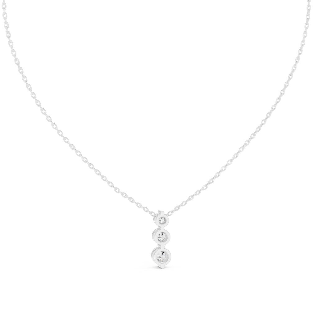 Graduated Three Stone Labgrown Diamond Vertical Drop Pendant 0.5ct White Gold