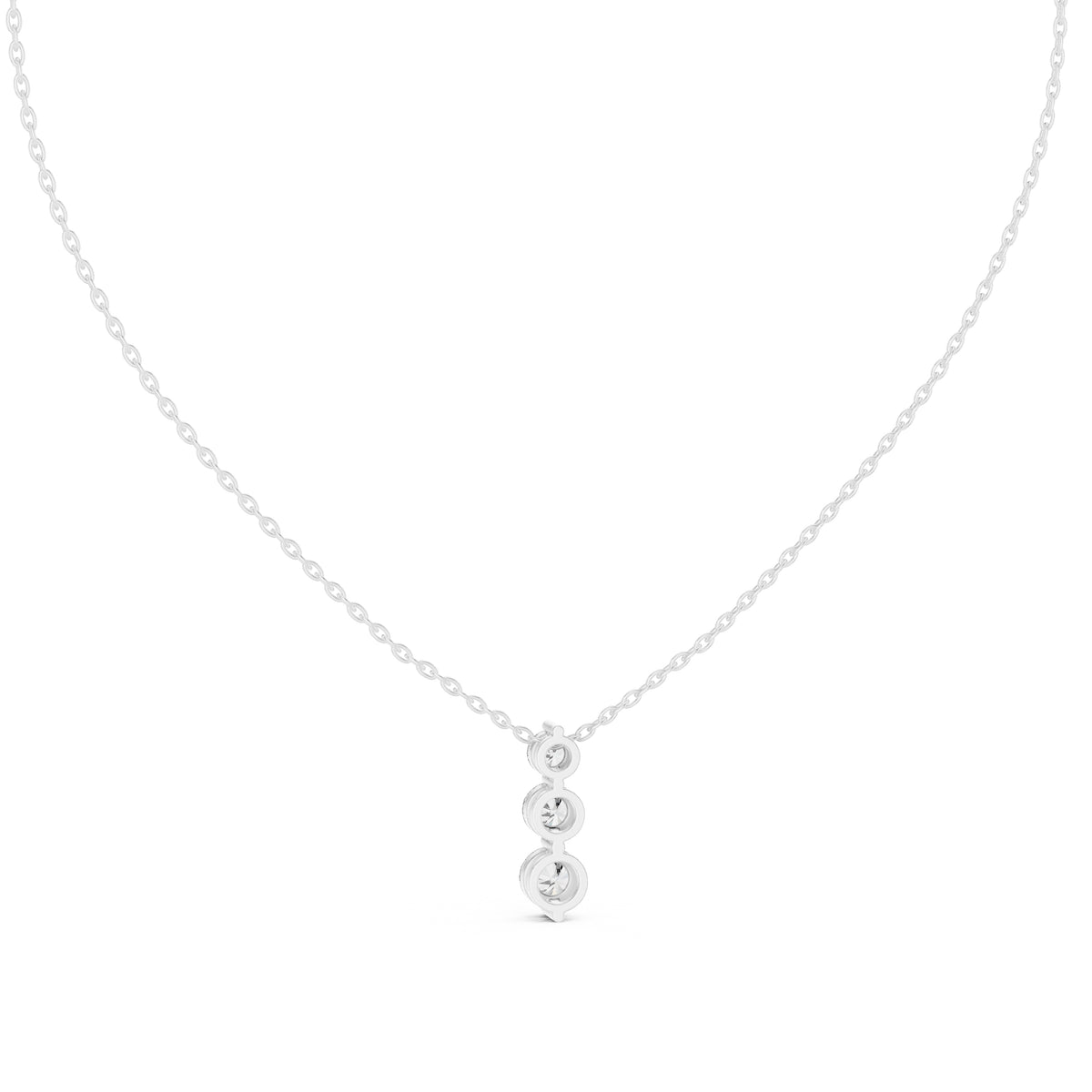 Graduated Three Stone Labgrown Diamond Vertical Drop Pendant 0.5ct White Gold