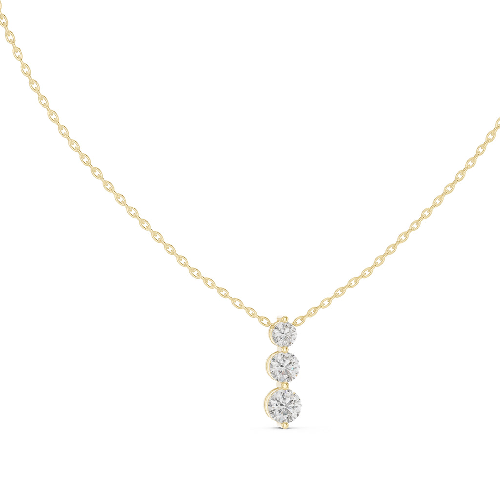 Graduated Three Stone Labgrown Diamond Vertical Drop Pendant 0.5ct Yellow Gold