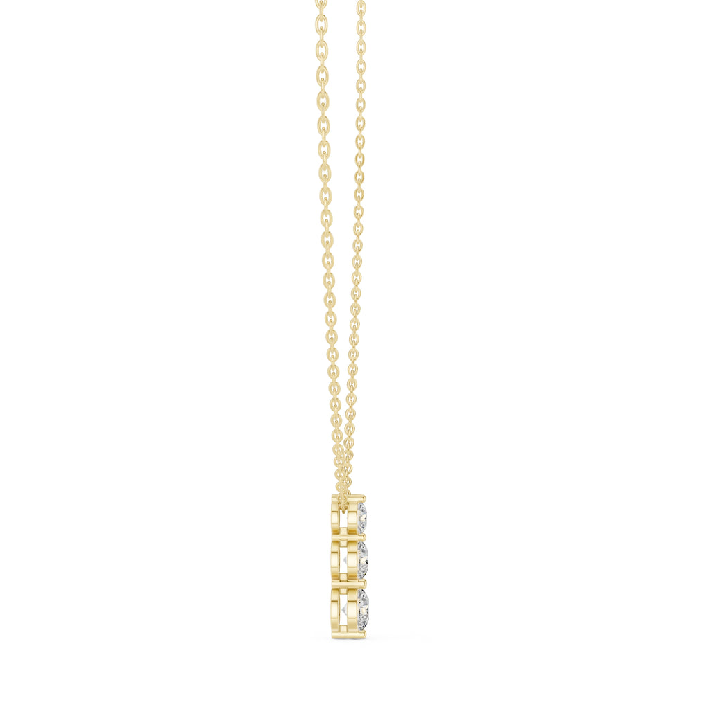 Graduated Three Stone Labgrown Diamond Vertical Drop Pendant 0.5ct Yellow Gold