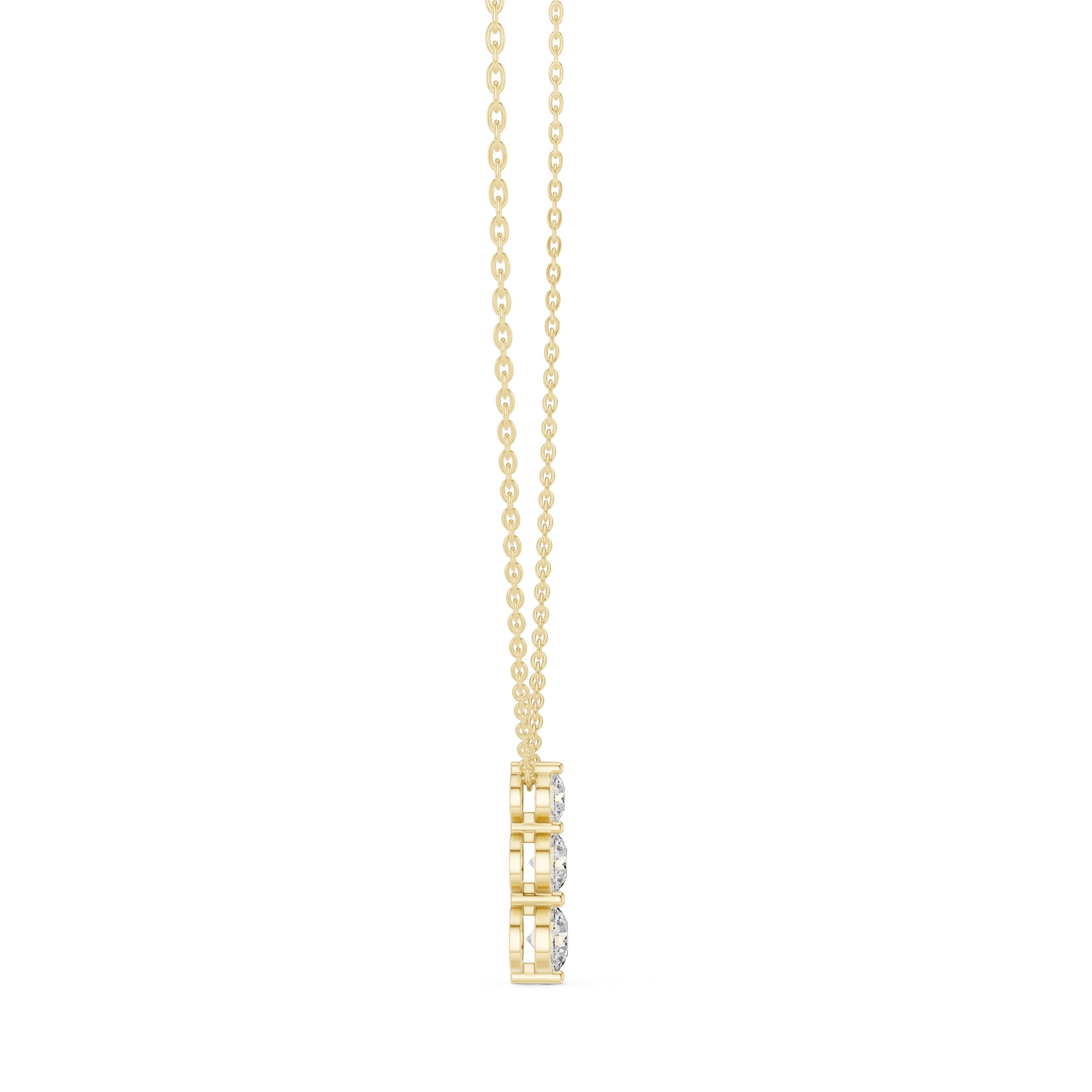 Graduated Three Stone Labgrown Diamond Vertical Drop Pendant 0.5ct Yellow Gold