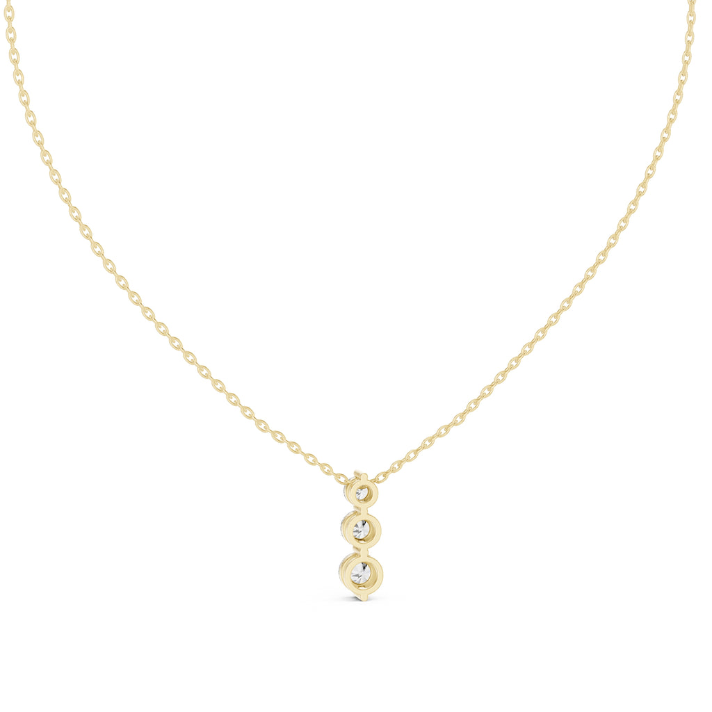Graduated Three Stone Labgrown Diamond Vertical Drop Pendant 0.5ct Yellow Gold