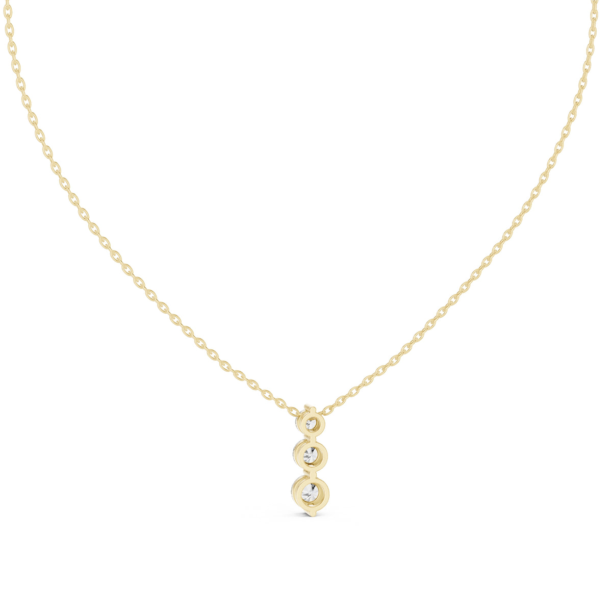 Graduated Three Stone Labgrown Diamond Vertical Drop Pendant 0.5ct Yellow Gold