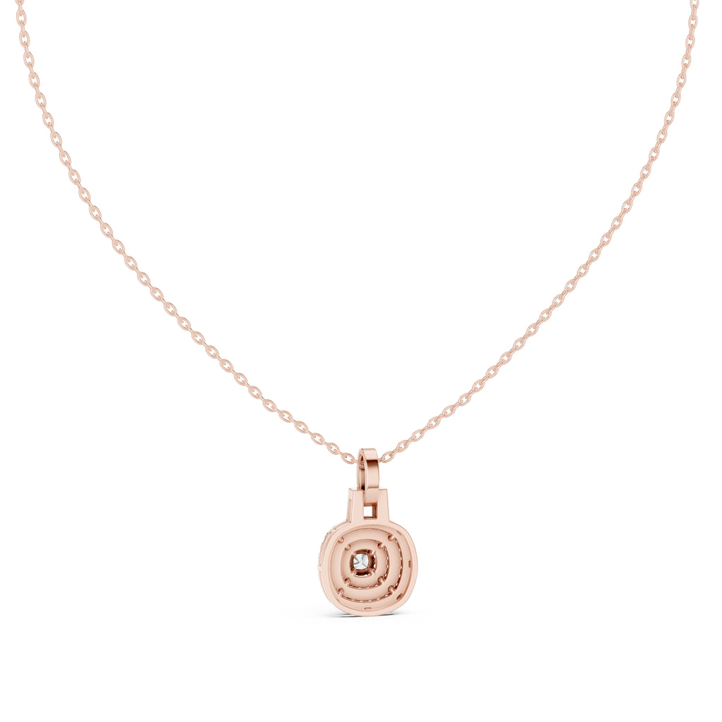Concentric Double Halo Labgrown Diamond Pendant Necklace 0.25ct Rose Gold