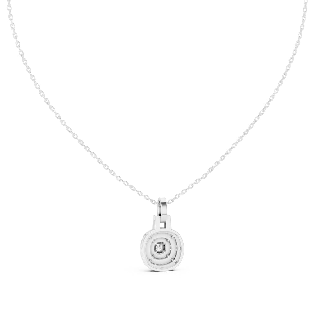 Concentric Double Halo Labgrown Diamond Pendant Necklace 0.25ct White Gold