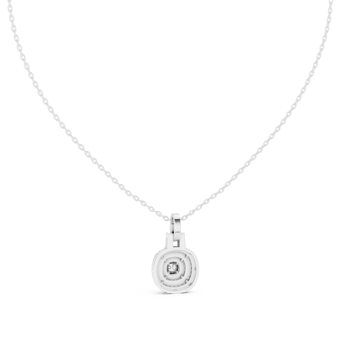 Concentric Double Halo Labgrown Diamond Pendant Necklace 0.25ct White Gold