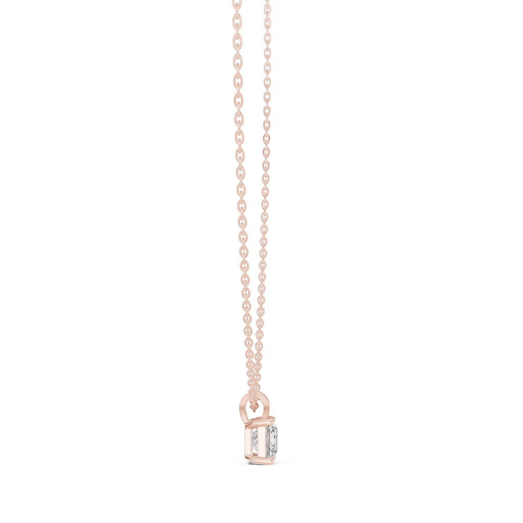 1.00ct Princess Cut Labgrown Diamond Solitaire Pendant Necklace 1ct Rose Gold