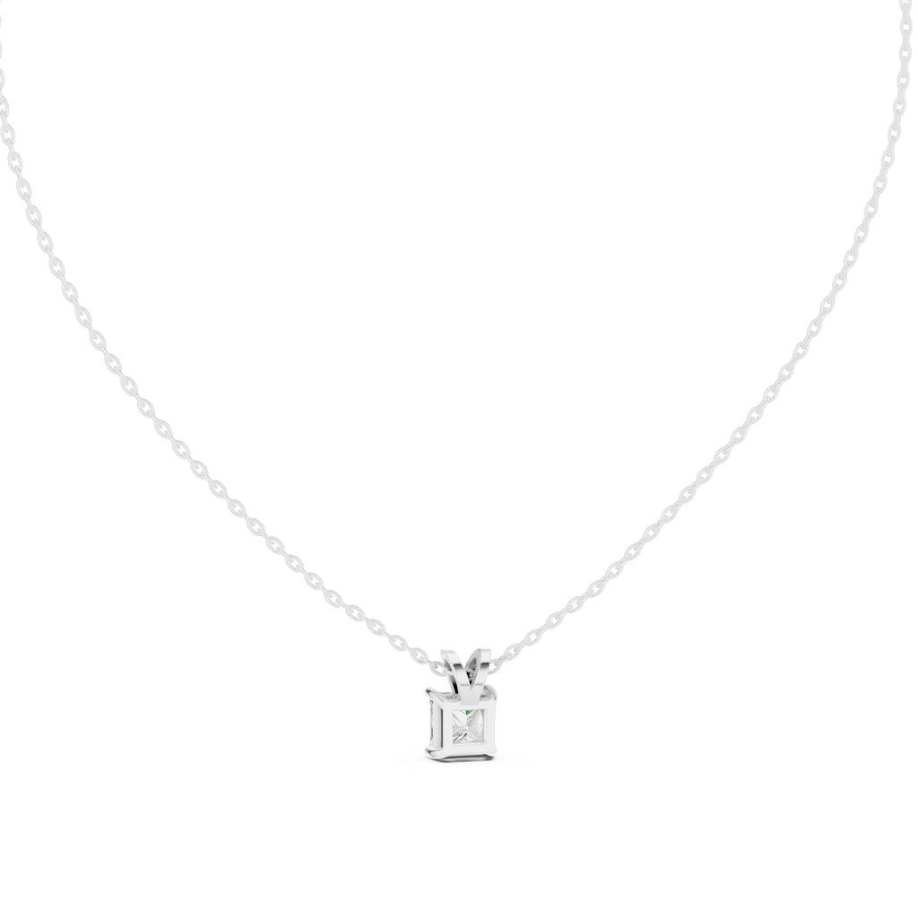 1.00ct Princess Cut Labgrown Diamond Solitaire Pendant Necklace 1ct White Gold