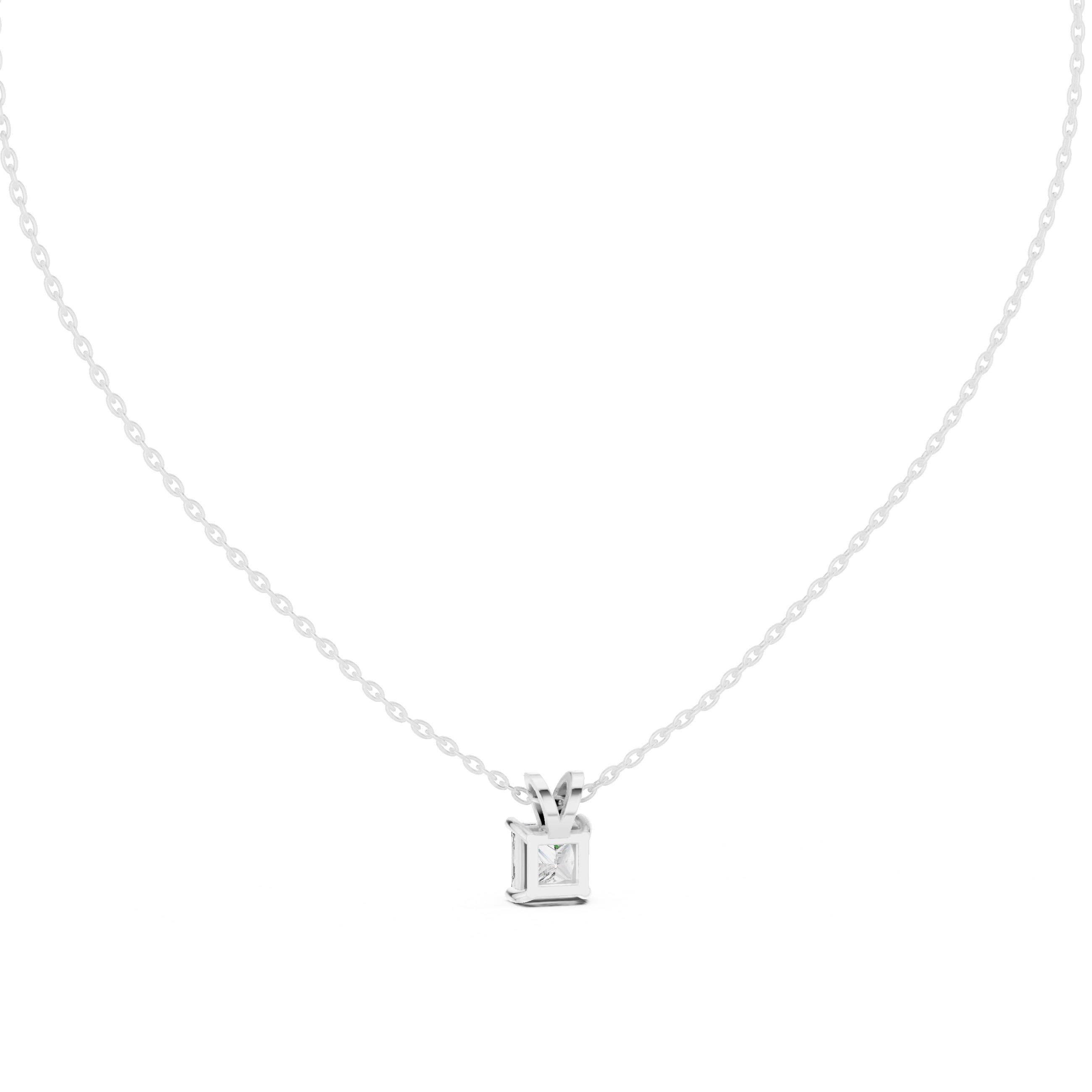 1.00ct Princess Cut Labgrown Diamond Solitaire Pendant Necklace 1ct White Gold