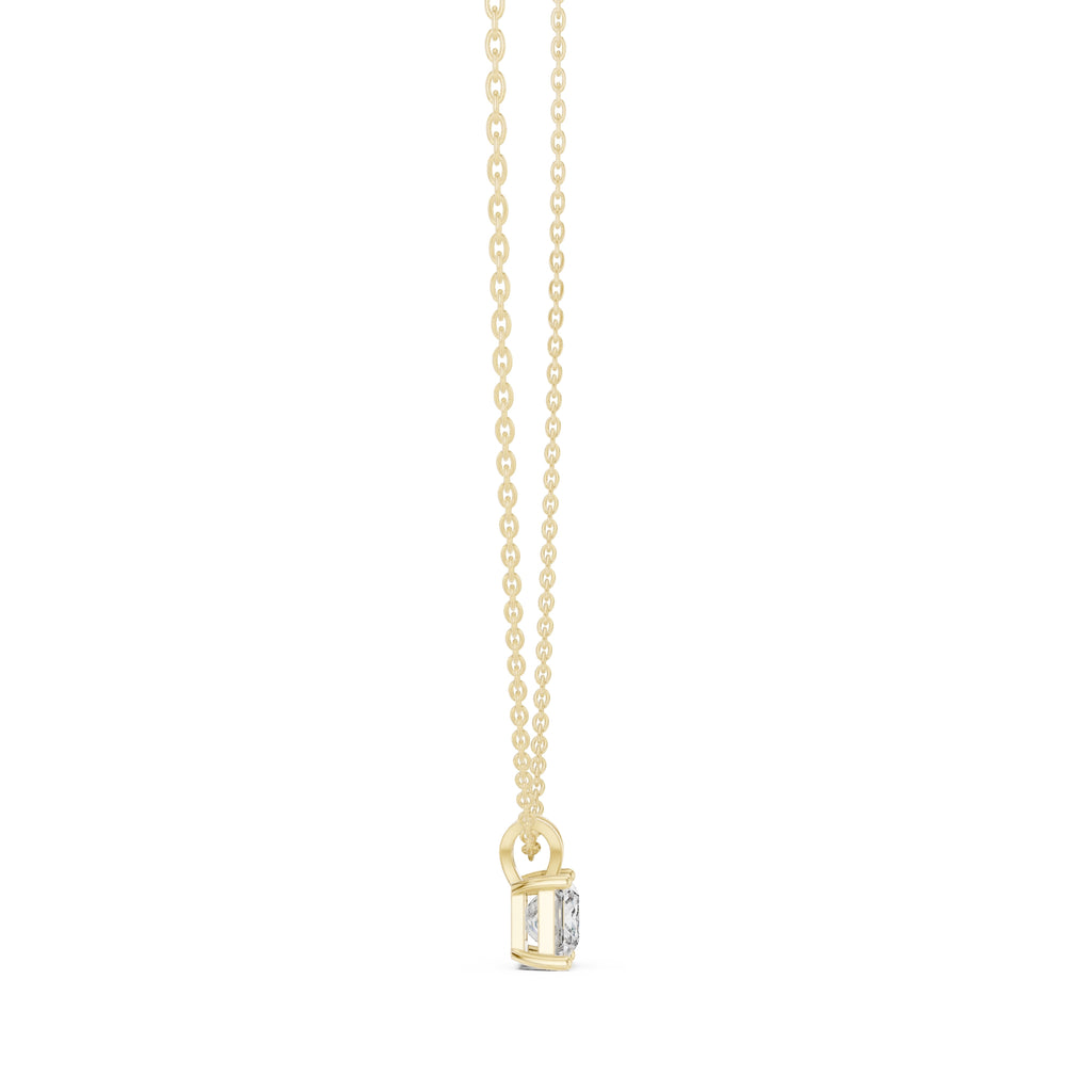 1.00ct Princess Cut Labgrown Diamond Solitaire Pendant Necklace 1ct Yellow Gold