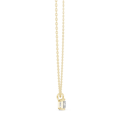 1.00ct Princess Cut Labgrown Diamond Solitaire Pendant Necklace 1ct Yellow Gold