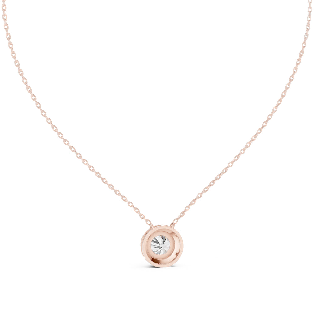 2.01ct Round Labgrown Diamond Halo Pendant Necklace 2.01ct Rose Gold