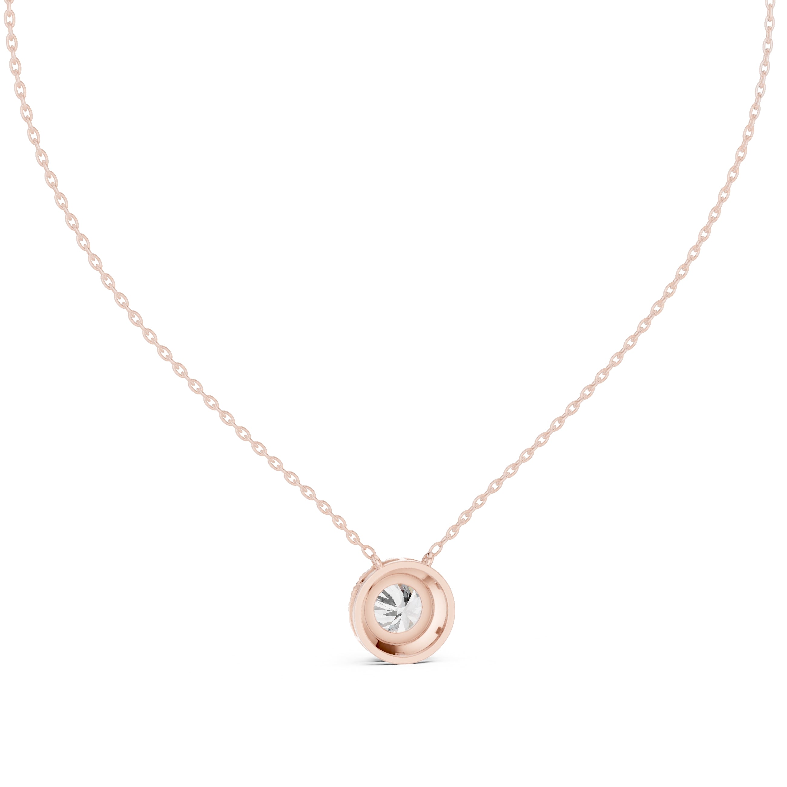 2.01ct Round Labgrown Diamond Halo Pendant Necklace 2.01ct Rose Gold