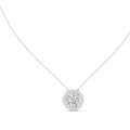 2.01ct Round Labgrown Diamond Halo Pendant Necklace 2.01ct White Gold