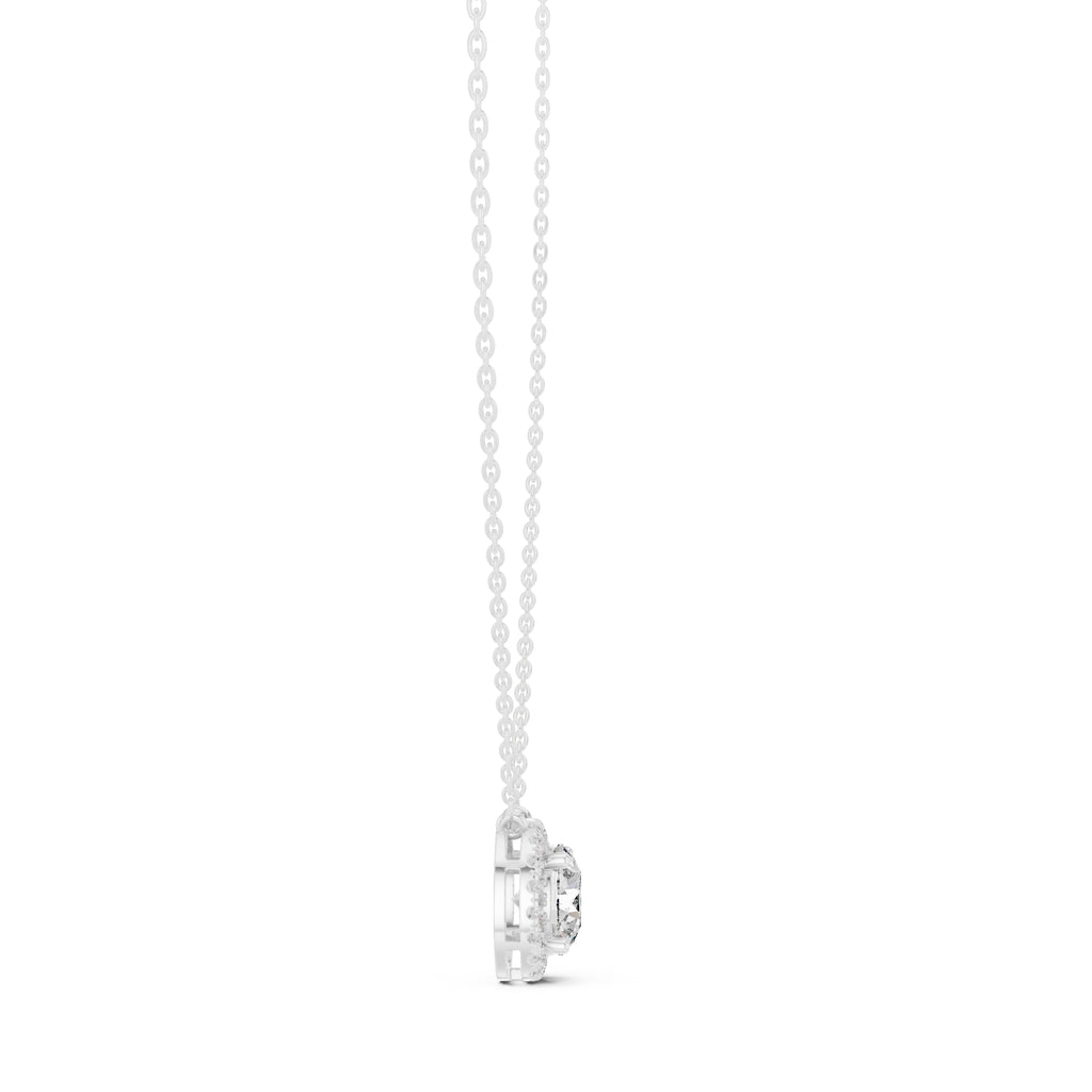 2.01ct Round Labgrown Diamond Halo Pendant Necklace 2.01ct White Gold